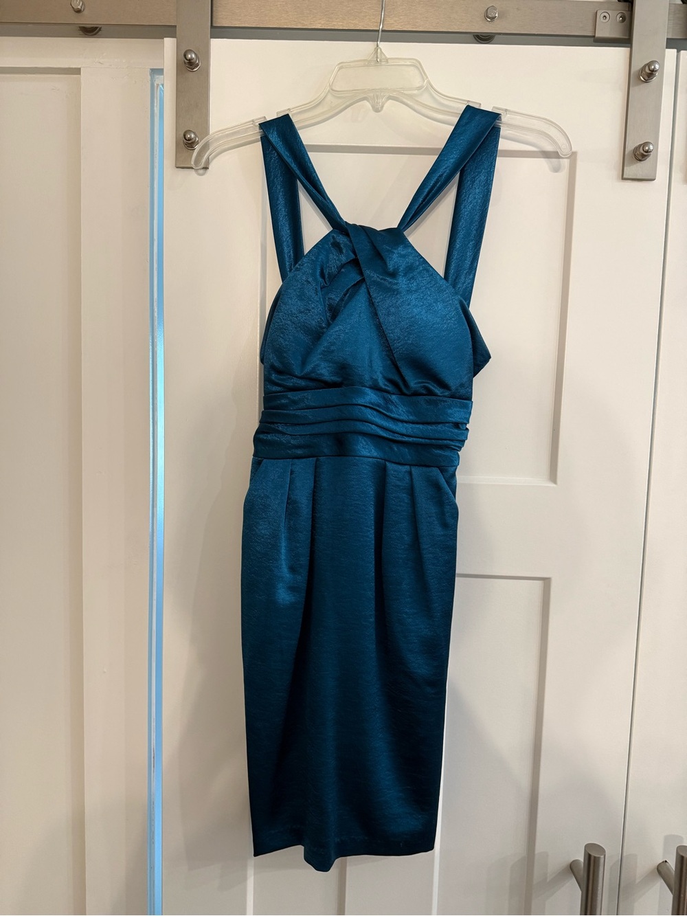 City Studio Teal Satin Midi Dress
